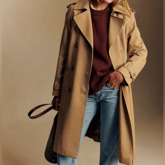 Sezane Scott Camel Trench Coat - Picture 1 of 6